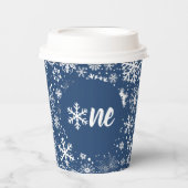 Navy Snowflake ONE Paper Cup Papieren Bekers (Voorkant)