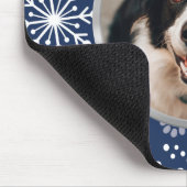Navy Snowflake Paw Pattern Foto Muismat (Hoek)