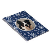 Navy Snowflake Paw Pattern Foto Notitieboek (Rechterzijde)