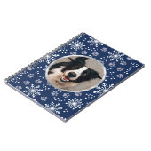 Navy Snowflake Paw Pattern Foto Notitieboek (Linkerzijde)