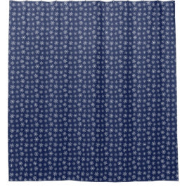 Navy Snowflake Shower Curtain Douchegordijn