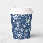 Navy Snowflake TWO Paper Cup Papieren Bekers (Links)