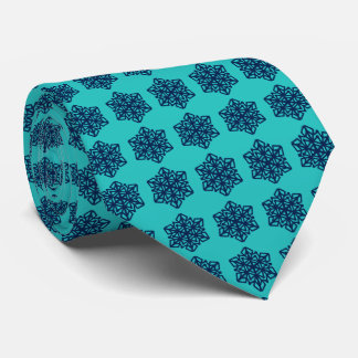 Navy Snowflakes Blue Green Stropdas