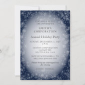 Navy Snowflakes Elegant Corporate Holiday Party Kaart (Voorkant)