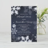 Navy Snowflakes Winter Rehearsal Dinner Kaart (Staand voorkant)