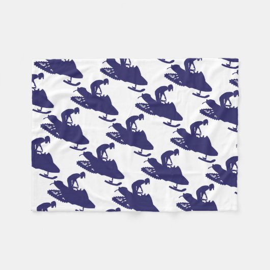 Navy-Snowmobiler Fleece Deken (Voorkant (Horizontaal))