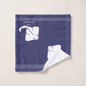 Navy Soft Blue Coastal Nautical Stingray Manta Ray Bad Handdoek (Wasdoekje)