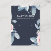 NAVY SOFT BLUSH BLUE FLORAL OORBEL DISPLAY LOGO VISITEKAARTJE (Voorkant)