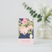 NAVY SOFT BLUSH PINK WATERVERF ROOS FLORAL BUNCH VISITEKAARTJE (Staand voorkant)