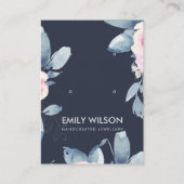 NAVY SOFT BLUSH SKY BLUE FLORAL EARRING DISPLAY VISITEKAARTJE (Voorkant)