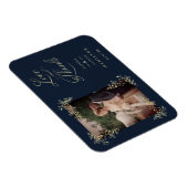 Navy Sophisticated Flourish Photo Wedding Bedankt Magneet (Rechterzijde)