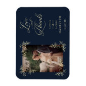 Navy Sophisticated Flourish Photo Wedding Bedankt Magneet (Verticaal)
