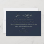 Navy Sophisticated Flourish Photo Wedding Love and Bedankkaart (Achterkant)