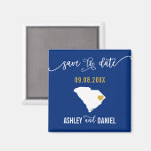Navy South Carolina Wedding Save the Date Map Magneet (Voorkant / Achterkant)