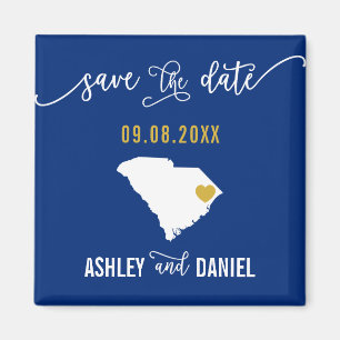 Navy South Carolina Wedding Save the Date Map Magneet