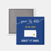 Navy South Dakota Wedding Save the Date Map Magneet (Voorkant / Achterkant)
