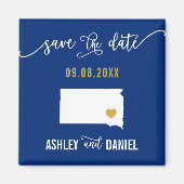 Navy South Dakota Wedding Save the Date Map Magneet (Voorkant)