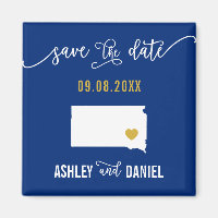 Navy South Dakota Wedding Save the Date Map