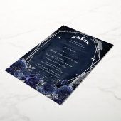 Navy Sparkle Flower Tiara Silver Quinceanera Folie Uitnodiging (Gedraaid)