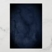 Navy Sparkle Flower Tiara Silver Quinceanera Folie Uitnodiging (Achterkant)