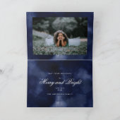 Navy Sparkle kerstfeestay-fotokaart Feestdagen Kaart (Binnen)