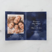 Navy Sparkle Star kerstfeestay-fotokaart Feestdagen Kaart (Binnen)