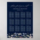 Navy Spring Wildflower bruiloft zitgrafiek Poster (Voorkant)