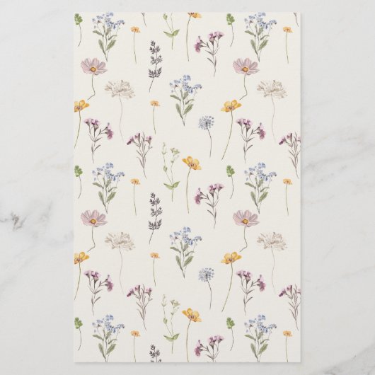 Navy Spring Wildflower Meadow Bruiloft Menu (Achterkant)