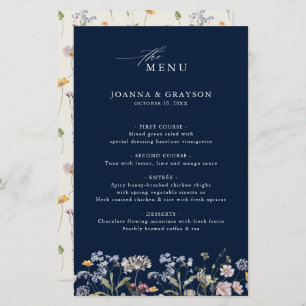 Navy Spring Wildflower Meadow Bruiloft Menu