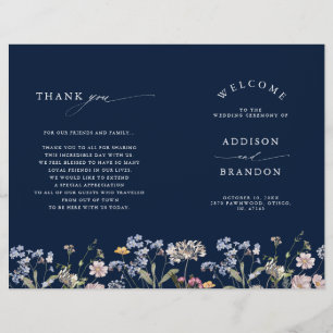 Navy Spring Wildflower Meadow Bruiloft Programma