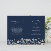 Navy Spring Wildflower Meadow Bruiloft Programma (Staand voorkant)