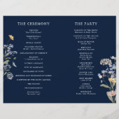 Navy Spring Wildflower Meadow Bruiloft Programma (Achterkant)