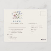 Navy Spring Wildflower Meadow Bruiloft RSVP Briefkaart (Achterkant)