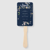 Navy Spring Wildflower Meadow bruiloft tijdlijn Handwaaier (Voorkant)