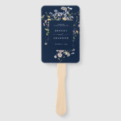 Navy Spring Wildflower Meadow bruiloft tijdlijn Handwaaier (Voorkant)