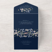 Navy Spring Wildflower Meadow Garden Bruiloft All In One Uitnodiging (Buitenkant)