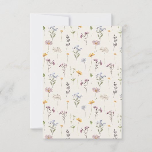 Navy Spring Wildflower Meadow Garden Bruiloft Bedankkaart (Achterkant)