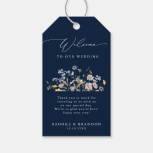 Navy Spring Wildflower Meadow Garden Bruiloft Cadeaulabel