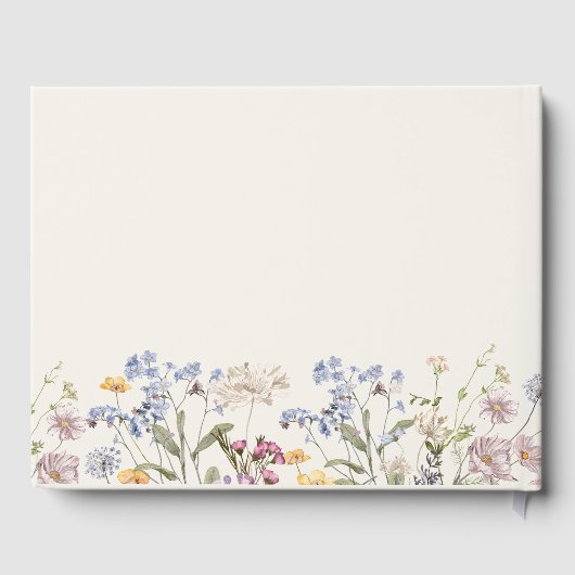 Navy Spring Wildflower Meadow Garden Bruiloft Gastenboek (Achterkant)