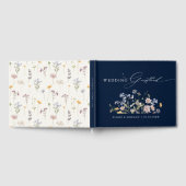 Navy Spring Wildflower Meadow Garden Bruiloft Gastenboek (Volledig)
