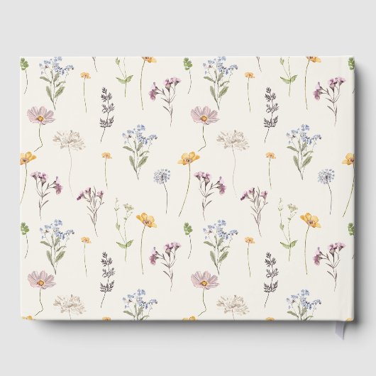 Navy Spring Wildflower Meadow Garden Bruiloft Gastenboek (Achterkant)