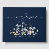 Navy Spring Wildflower Meadow Garden Bruiloft Gastenboek (Voorkant)