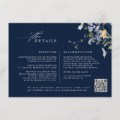 Navy Spring Wildflower Meadow Garden Bruiloft Informatiekaartje (Voorkant)