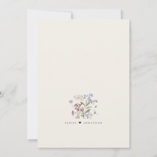 Navy Spring Wildflower Meadow Garden Bruiloft Kaart (Achterkant)