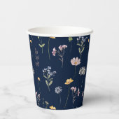 Navy Spring Wildflower Meadow Garden Bruiloft Papieren Bekers (Achterkant)