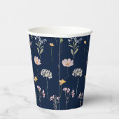 Navy Spring Wildflower Meadow Garden Bruiloft Papieren Bekers (Rechts)