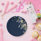 Navy Spring Wildflower Meadow Garden Bruiloft Papieren Bordje (Feest)