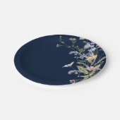 Navy Spring Wildflower Meadow Garden Bruiloft Papieren Bordje (Gekanteld)