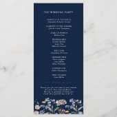 Navy Spring Wildflower Meadow Garden Bruiloft Programmakaart (Achterkant)