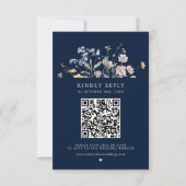 Navy Spring Wildflower Meadow Garden Bruiloft RSVP Kaartje (Voorkant)